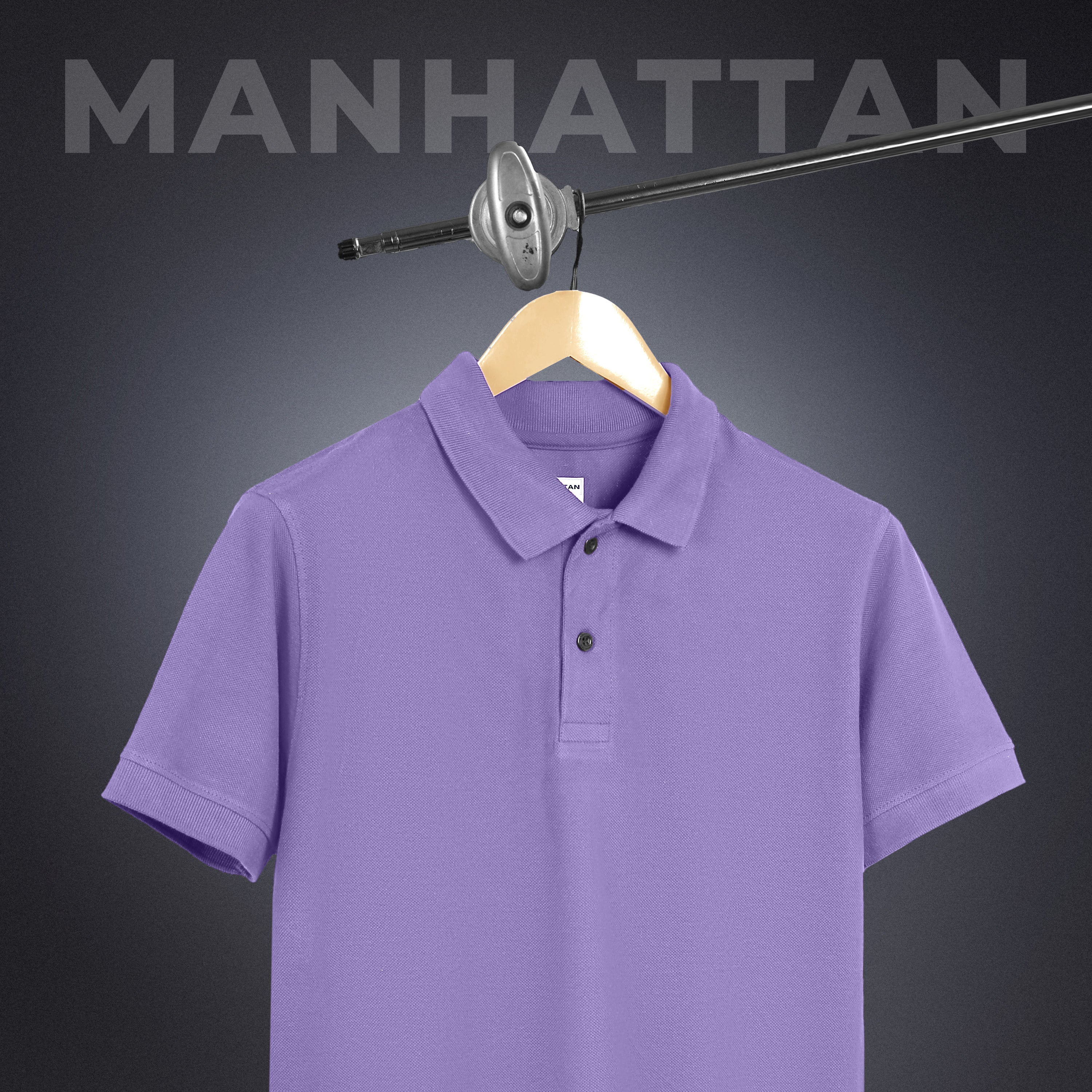 Pure Cotton Polo Plain T Shirts (Lavender) Without Pocket - Image 2