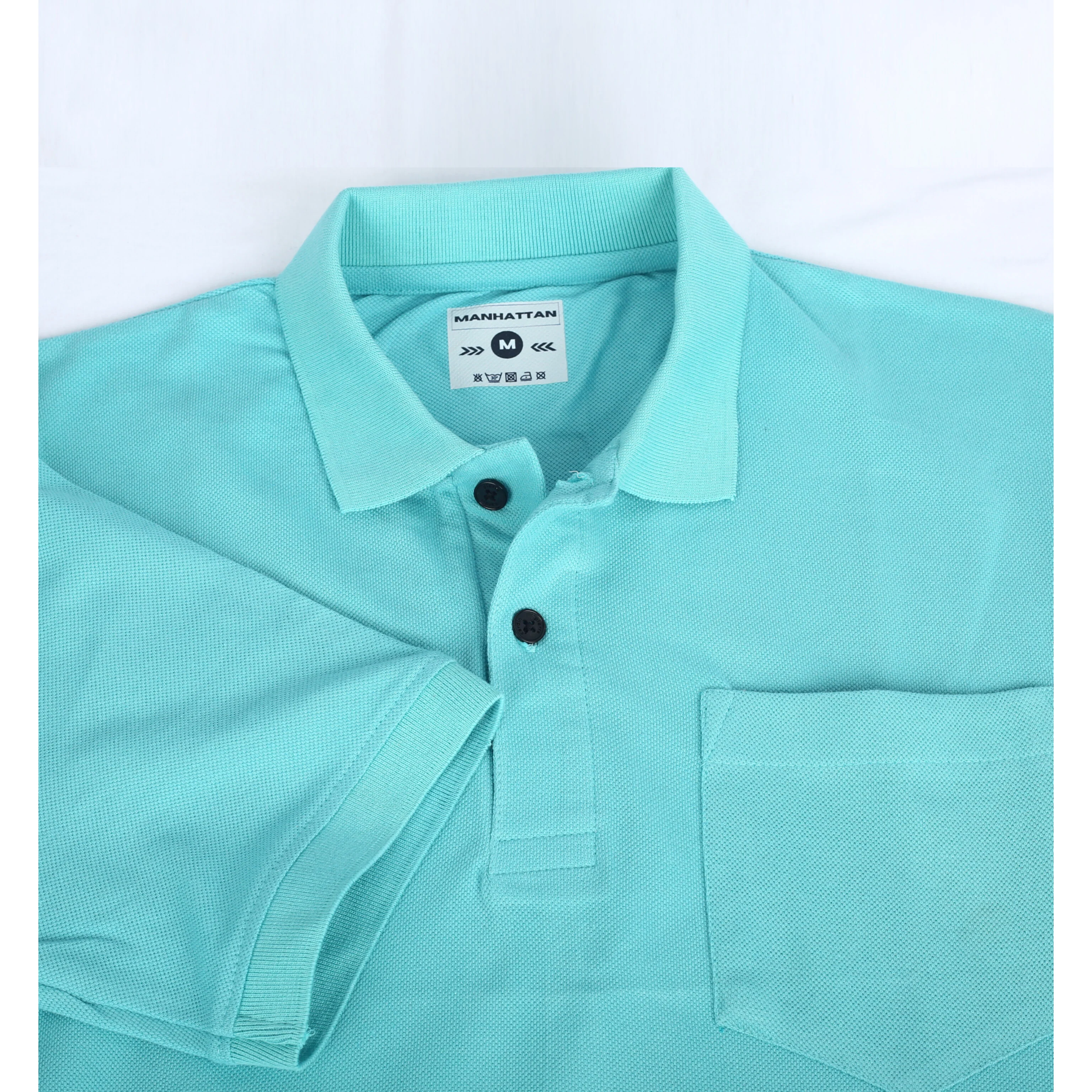 Pure Cotton Polo Pocket T shirts (Mint Blue)
