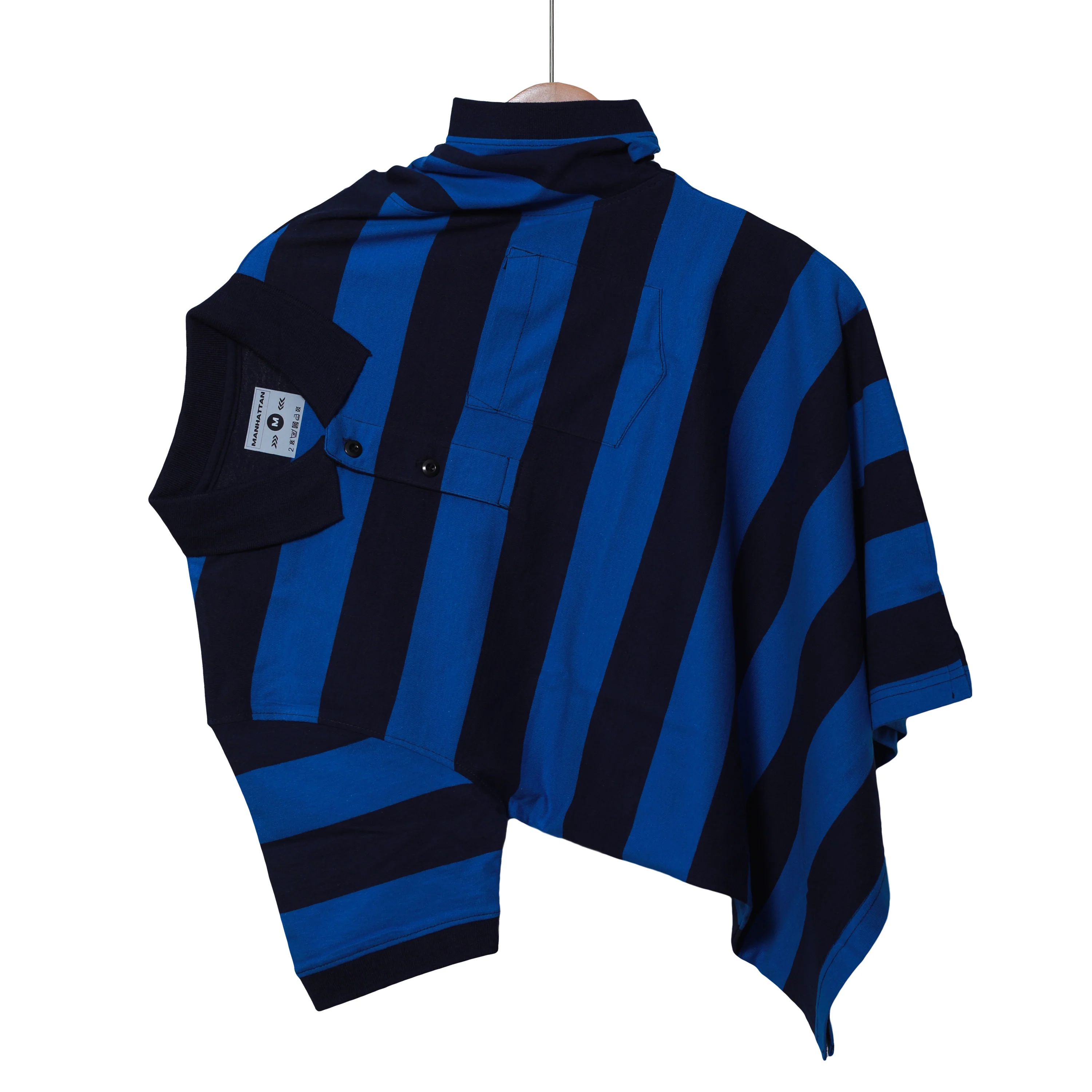 Pure Cotton Striped Polo Pocket (Blue/Navy Stripes) - Image 4